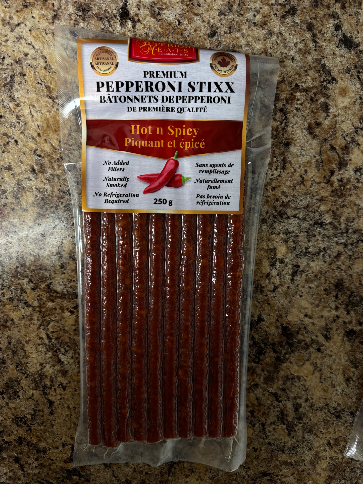 HOT N SPICY PEPPERONI STIXX (10 Pieces)  (superior meats)